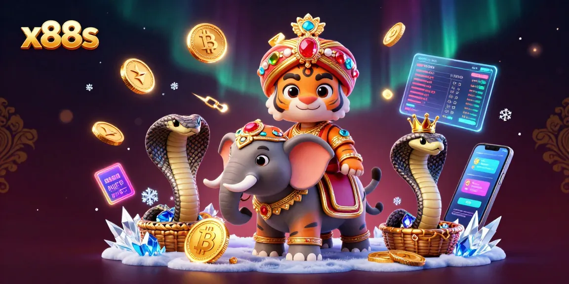 Engage in thrilling gaming action with x88s as 3D characters celebrate vibrant casino excitement.