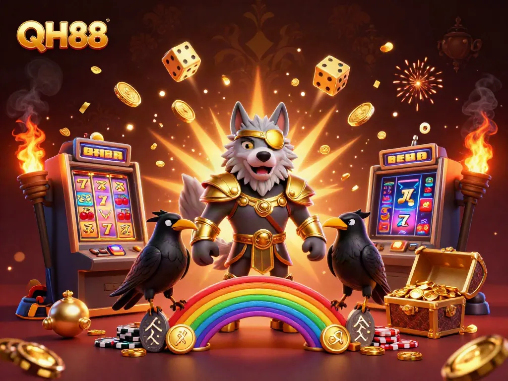 Experience winning with QH88, featuring Odin and ravens before casino chips.