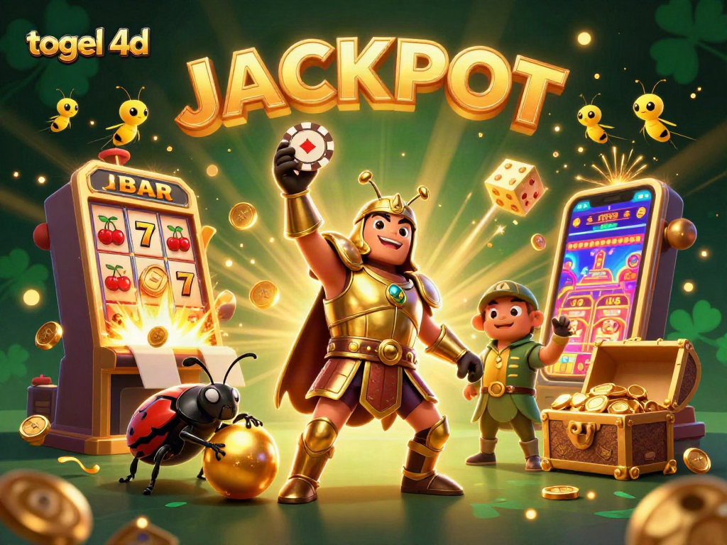 Engage in the thrilling experience of togel 4d with jackpot symbols and energetic characters.