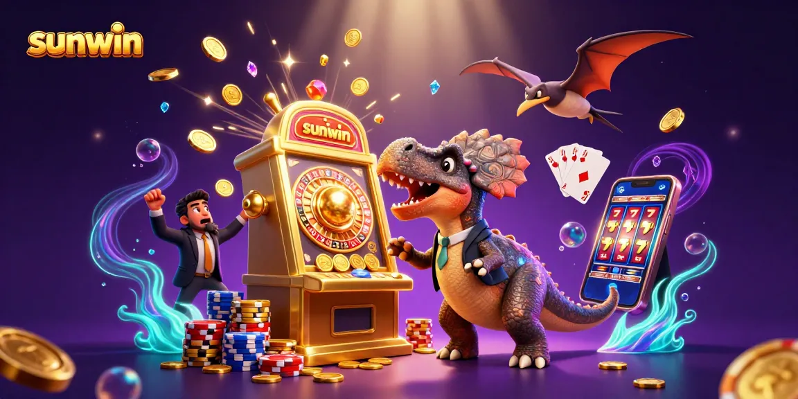 Experience the exciting sunwin casino with dinosaurs and jackpot games, featuring golden coins and vibrant action.