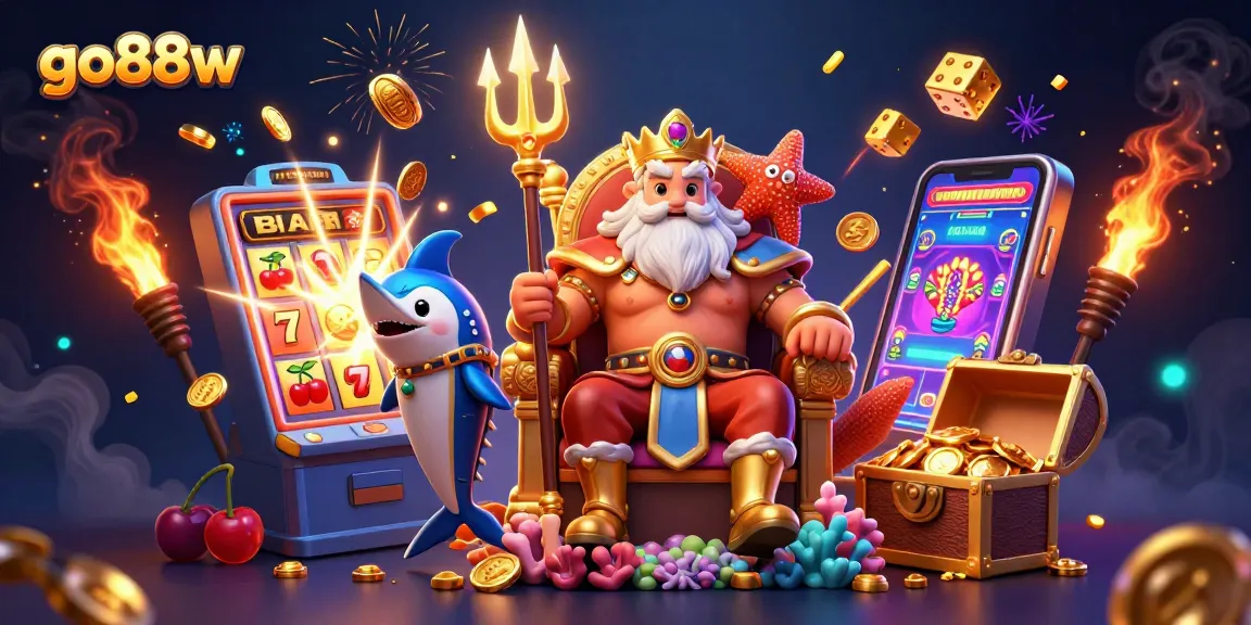 Experience the excitement of go88w with Neptune's jackpot celebration and dynamic casino elements.