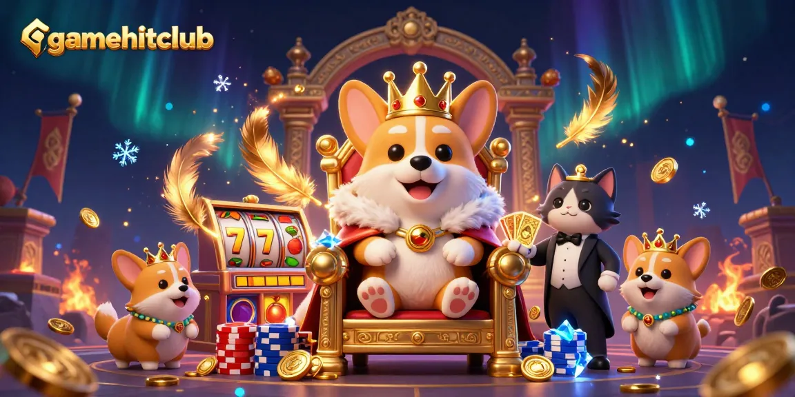 Engage in thrilling games at gamehitclub with our vibrant 3D casino illustration showcasing epic characters and casino elements.